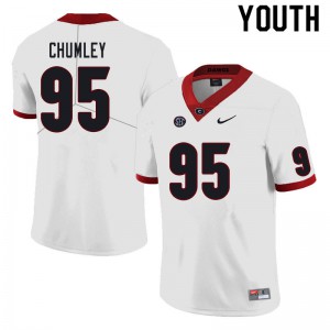 Youth Noah Chumley White UGA Bulldogs #95 Stitched Jersey