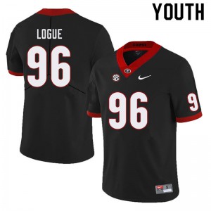 Youth Zion Logue Black University of Georgia #96 Embroidery Jersey
