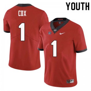 Youth Brenton Cox Red Georgia Bulldogs #1 Official Jersey