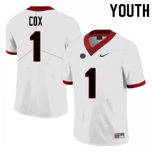 Youth Brenton Cox White UGA Bulldogs #1 Official Jersey