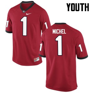 Youth Sony Michel Red UGA Bulldogs #1 Official Jersey