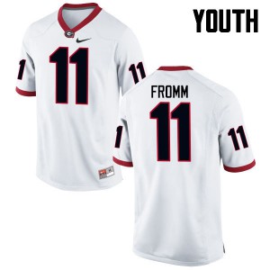 Youth Jake Fromm White University of Georgia #11 Embroidery Jersey
