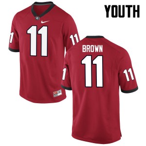 Youth Keyon Brown Red UGA #11 Embroidery Jersey