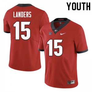 Youth Matt Landers Red UGA Bulldogs #15 Embroidery Jerseys