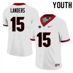 Youth Matt Landers White Georgia Bulldogs #15 Stitch Jersey
