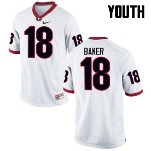 Youth Deandre Baker White Georgia #18 Embroidery Jerseys