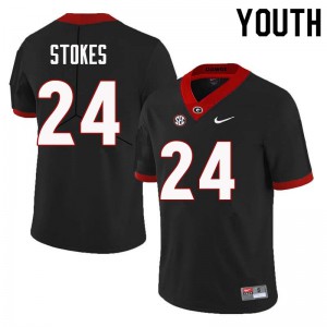 Youth Eric Stokes Black University of Georgia #24 NCAA Jerseys