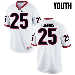 Youth Jaleel Laguins White Georgia Bulldogs #25 College Jersey