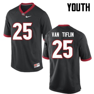 Youth Steven Van Tiflin Black Georgia Bulldogs #25 Stitch Jerseys
