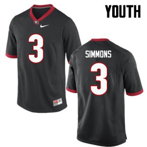 Youth Tyler Simmons Black Georgia Bulldogs #3 Football Jerseys