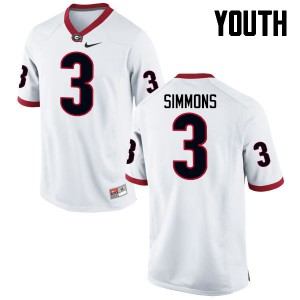 Youth Tyler Simmons White UGA #3 Stitched Jersey