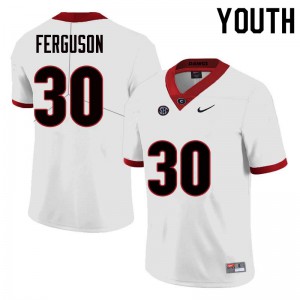 Youth Ed Ferguson White UGA Bulldogs #30 High School Jerseys