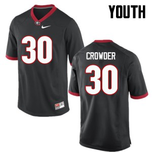 Youth Tae Crowder Black Georgia #30 Embroidery Jerseys