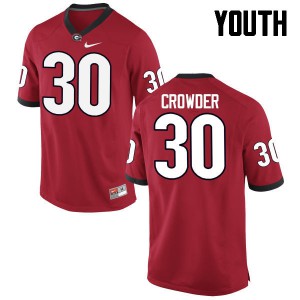Youth Tae Crowder Red Georgia Bulldogs #30 Embroidery Jersey