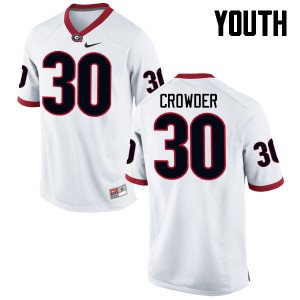 Youth Tae Crowder White Georgia #30 Stitch Jerseys