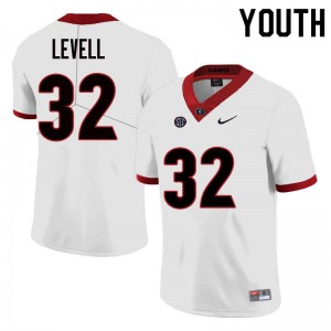 Youth Kyle Levell White Georgia #32 Embroidery Jersey