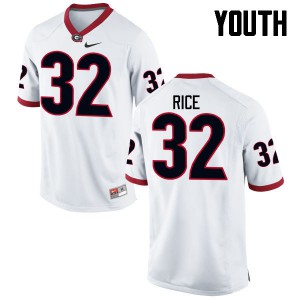 Youth Monty Rice White Georgia #32 Stitch Jersey