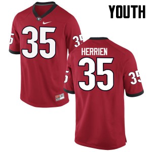 Youth Brian Herrien Red UGA Bulldogs #35 Embroidery Jerseys