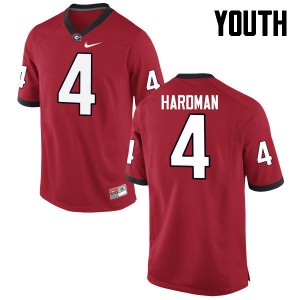 Youth Mecole Hardman Red UGA #4 College Jersey