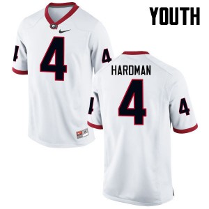 Youth Mecole Hardman White Georgia #4 NCAA Jersey