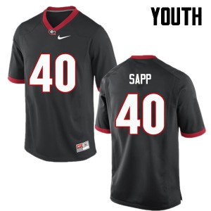 Youth Theron Sapp Black Georgia Bulldogs #40 Stitched Jerseys