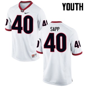 Youth Theron Sapp White Georgia #40 Football Jersey