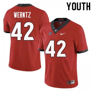 Youth Mitchell Werntz Red Georgia Bulldogs #42 College Jerseys