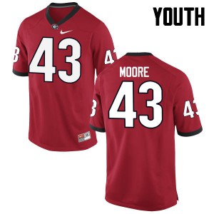 Youth Nick Moore Red Georgia Bulldogs #43 Embroidery Jerseys