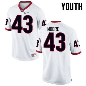 Youth Nick Moore White University of Georgia #43 Embroidery Jersey