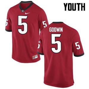 Youth Terry Godwin Red University of Georgia #5 Stitch Jersey