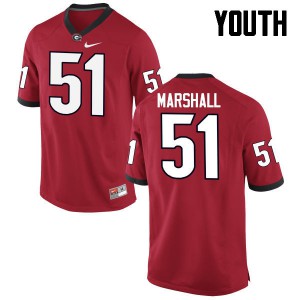Youth David Marshall Red Georgia Bulldogs #51 NCAA Jersey