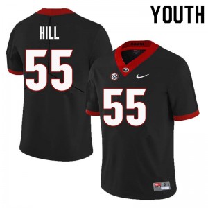 Youth Deontrey Hill Black UGA #55 Football Jersey