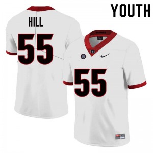 Youth Deontrey Hill White Georgia Bulldogs #55 Football Jersey