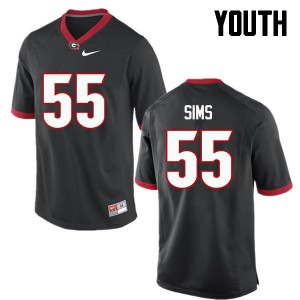 Youth Dyshon Sims Black UGA Bulldogs #55 Stitched Jersey