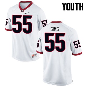 Youth Dyshon Sims White UGA #55 Stitch Jerseys