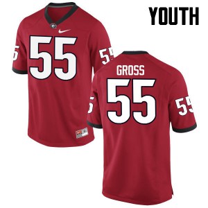 Youth Jacob Gross Red Georgia Bulldogs #55 Stitch Jerseys