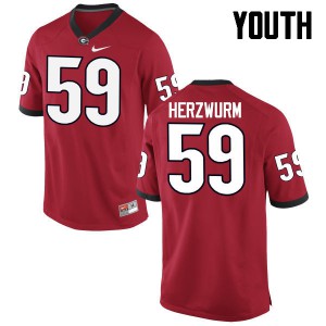 Youth Matthew Herzwurm Red UGA Bulldogs #59 College Jersey