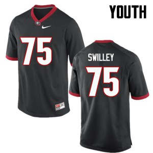 Youth Thomas Swilley Black Georgia #75 Football Jerseys