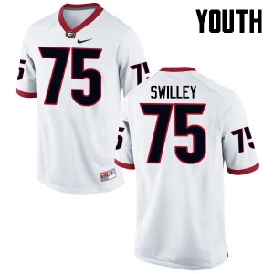Youth Thomas Swilley White Georgia #75 Embroidery Jerseys