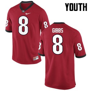 Youth Deangelo Gibbs Red University of Georgia #8 Stitch Jersey