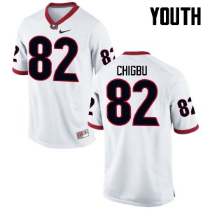 Youth Michael Chigbu White Georgia #82 University Jersey