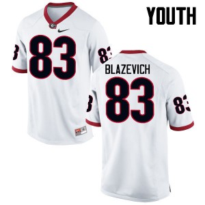 Youth Jeb Blazevich White UGA Bulldogs #83 Football Jerseys