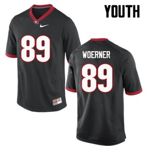 Youth Charlie Woerner Black University of Georgia #89 Embroidery Jersey