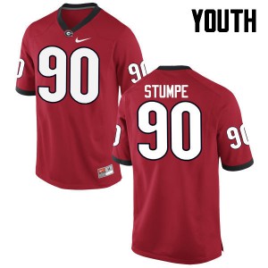Youth Tanner Stumpe Red UGA Bulldogs #90 Player Jersey