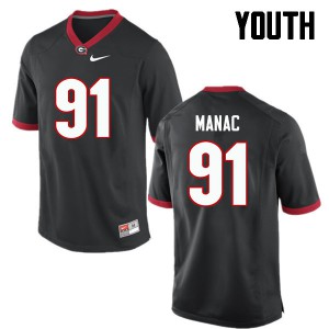 Youth Chauncey Manac Black UGA Bulldogs #91 Stitch Jersey