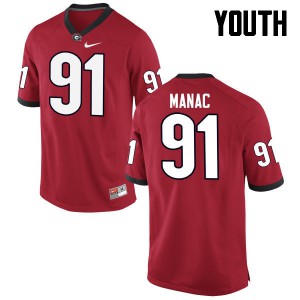 Youth Chauncey Manac Red Georgia #91 Football Jerseys