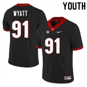 Youth Kolby Wyatt Black Georgia Bulldogs #91 Stitch Jerseys