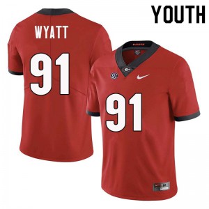 Youth Kolby Wyatt Red University of Georgia #91 High School Jerseys