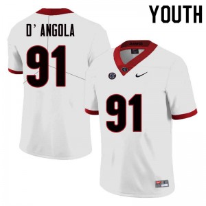 Youth Michael D'Angola White UGA #91 College Jerseys