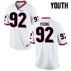 Youth Justin Young White Georgia #92 NCAA Jersey